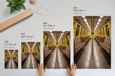 Affiche décorative Intérieur du métro en bois jaune moderne