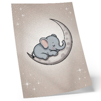 Affiche décorative Un adorable éléphant sur la lune, entouré d'étoiles