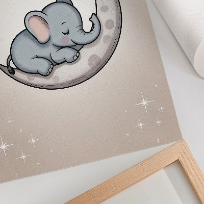 Affiche décorative Un adorable éléphant sur la lune, entouré d'étoiles