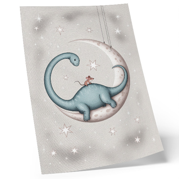 Décoration murale Dinosaure sur la lune étoiles espace pastel