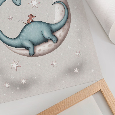 Décoration murale Dinosaure sur la lune étoiles espace pastel