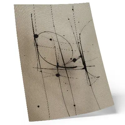 Affiche décorative fond beige à lignes noires dans un style abstrait minimaliste