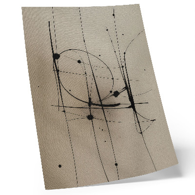 Affiche décorative Fond beige, lignes noires, abstraction minimaliste