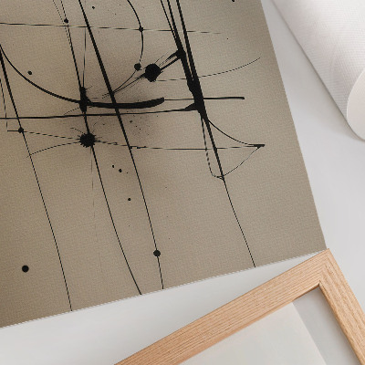 Affiche décorative Fond beige, lignes noires, abstraction minimaliste
