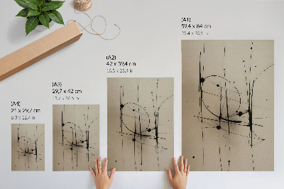 Affiche décorative Fond beige, lignes noires, abstraction minimaliste