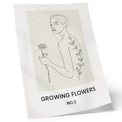 Impression sur toile Dessin au trait représentant une personne et une fleur, simplicité et élégance