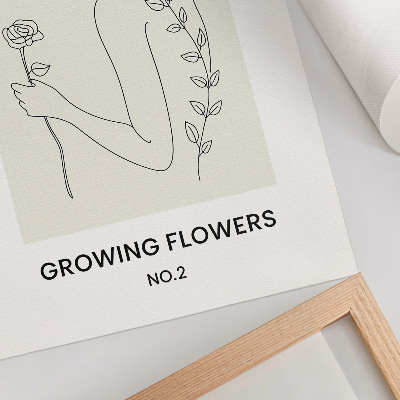 Impression sur toile Dessin au trait représentant une personne et une fleur, simplicité et élégance