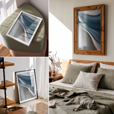 Affiche décorative Lignes ondulées dynamiques dans des nuances de bleu froid