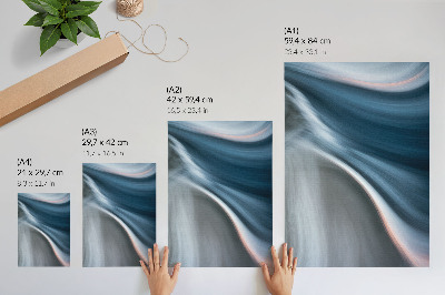 Affiche décorative Lignes ondulées dynamiques dans des nuances de bleu froid