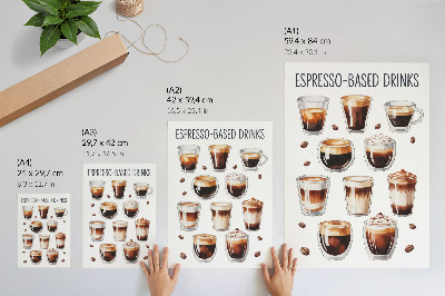 Décoration murale Élégantes tasses remplies de café au lait expresso
