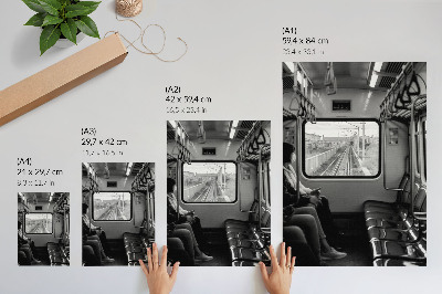 Impression sur toile Photographie en noir et blanc d'un wagon de train