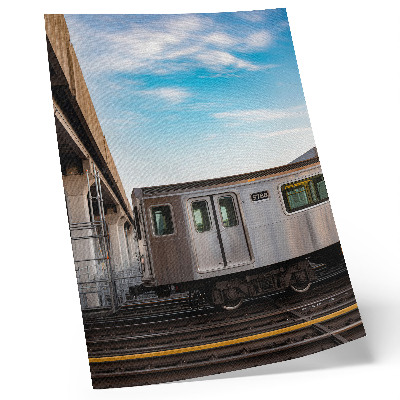 Impression sur toile Train pont moderne chat bleu ciel