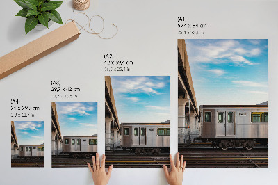 Impression sur toile Train pont moderne chat bleu ciel