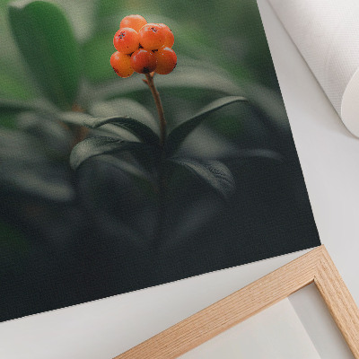 Impression sur toile Baies orange sur fond vert