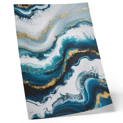 Décoration murale vagues turquoise rehaussées de touches dorées au style moderne