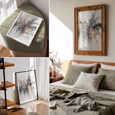 Impression sur toile formes abstraites fluides grises, roses et beiges