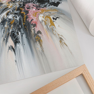 Impression sur toile formes abstraites fluides grises, roses et beiges