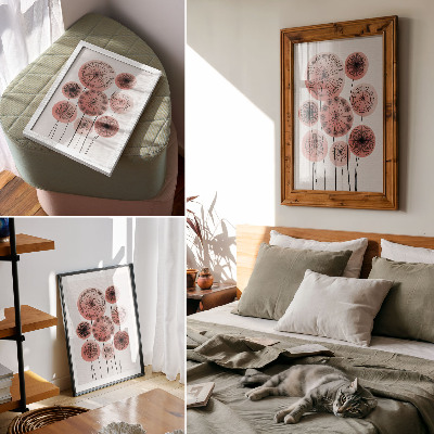 Affiche décorative Cercles géométriques roses et noirs minimaliste