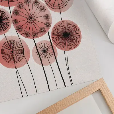 Affiche décorative cercles géométriques minimalistes rose et noir