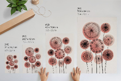 Affiche décorative Cercles géométriques roses et noirs minimaliste