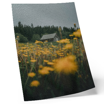 Affiche décorative Forêt rustique, fleurs jaunes floues