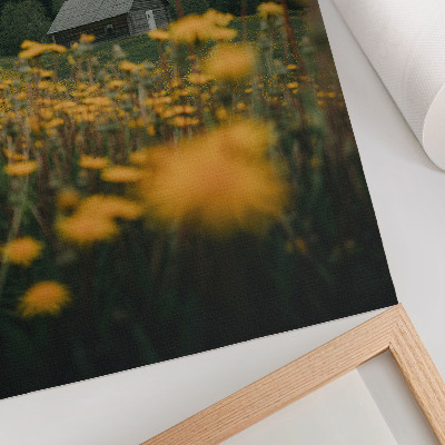 Affiche décorative Forêt rustique, fleurs jaunes floues