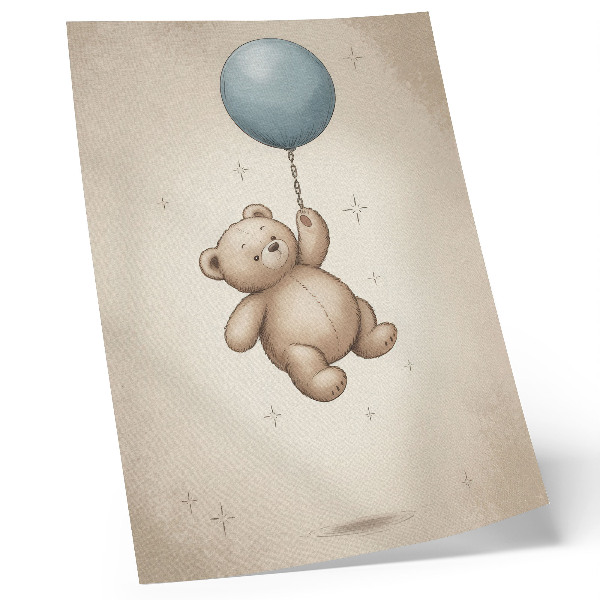 Décoration murale Un ours en peluche avec un ballon aux couleurs vives