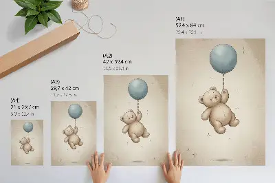 Décoration murale ours en peluche avec un ballon aux couleurs vives
