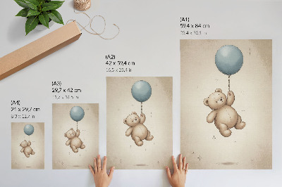 Décoration murale Un ours en peluche avec un ballon aux couleurs vives