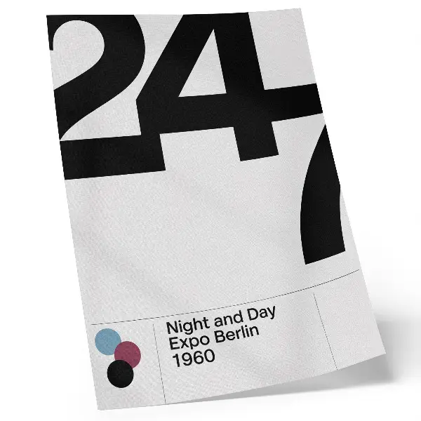 Affiche décorative au design minimaliste avec de grands chiffres noirs et blancs