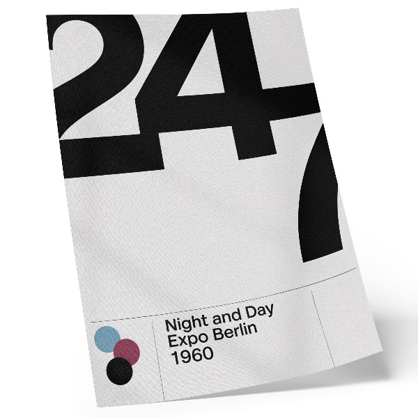 Affiche décorative Design minimaliste avec de grands chiffres noirs et blancs