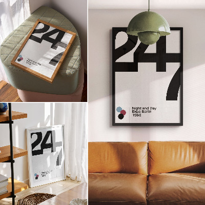 Affiche décorative Design minimaliste avec de grands chiffres noirs et blancs