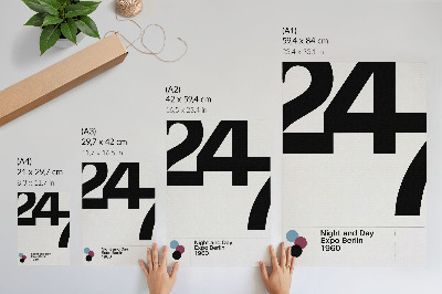 Affiche décorative Design minimaliste avec de grands chiffres noirs et blancs