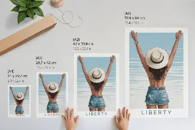 Décoration murale silhouette coiffée d'un chapeau se détachant sur le ciel de la liberté
