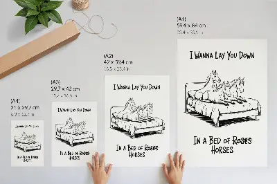 Affiche décorative animaux avec texte humoristique illustrés en noir et blanc