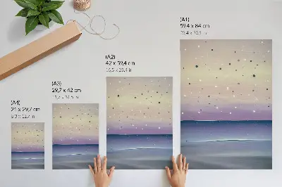 Impression sur toile des gouttes de ciel minimalistes violettes et bleu marine