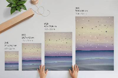 Impression sur toile Des gouttes de ciel violettes et bleu marine minimalistes