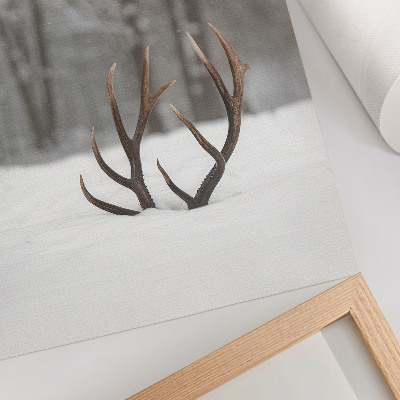 Décoration murale Paysage d'hiver avec des bois de cerf dans la neige