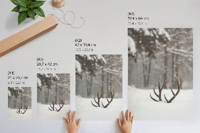 Décoration murale Paysage d'hiver avec des bois de cerf dans la neige