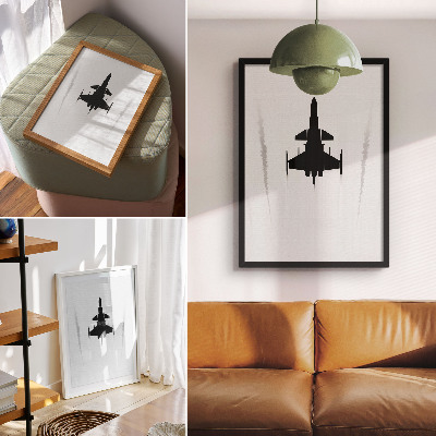 Impression sur toile minimalisme de contraste d'un avion noir sur fond blanc