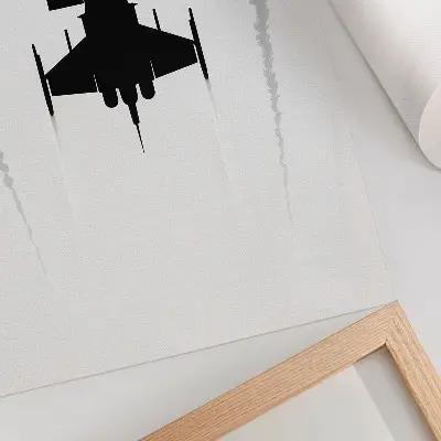 Impression sur toile minimalisme contrasté d'un avion noir sur fond blanc