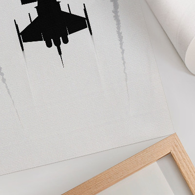 Impression sur toile minimalisme de contraste d'un avion noir sur fond blanc