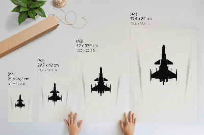 Impression sur toile minimalisme de contraste d'un avion noir sur fond blanc