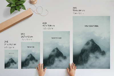 Impression sur toile Ambiance mystique monochrome de montagne, paix