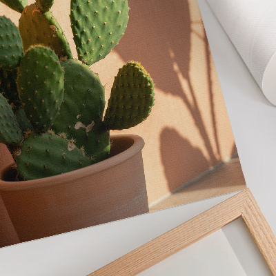 Décoration murale Cactus en pot, ombres, couleurs délicates, apaisant