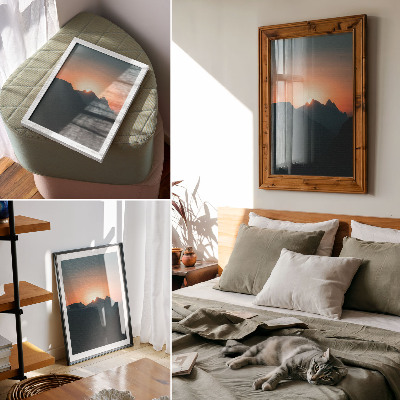 Affiche décorative Montagnes coucher de soleil magie paix