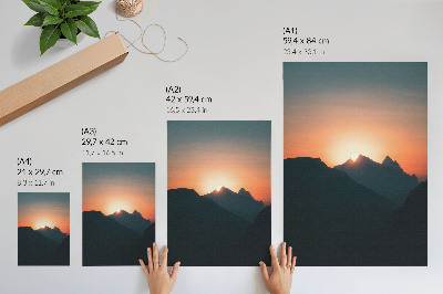Affiche décorative Montagnes coucher de soleil magie paix