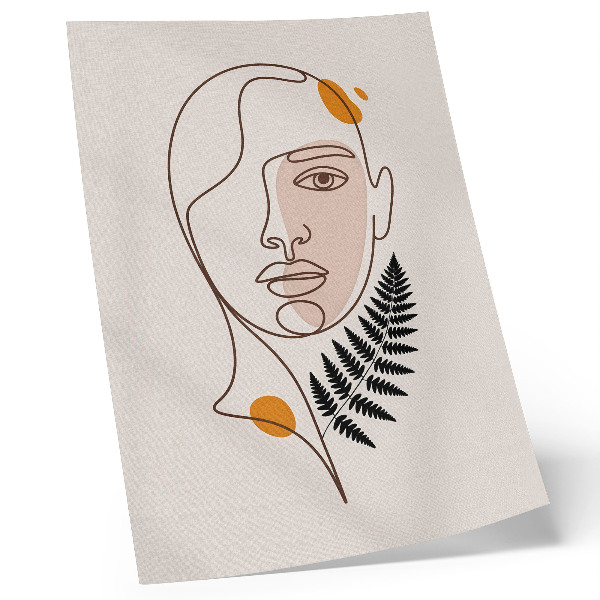 Décoration murale Visage minimaliste avec élément de feuille