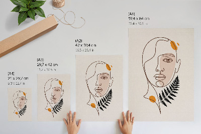 Décoration murale Visage minimaliste avec élément de feuille