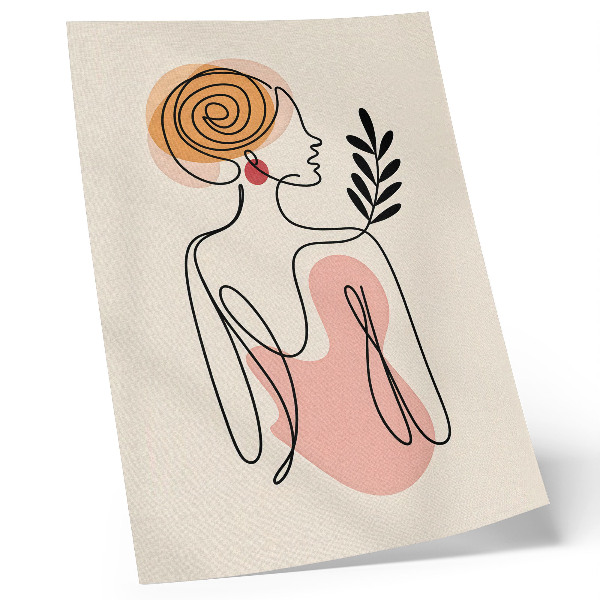 Impression sur toile Une femme délicate, dessinée au trait sur fond crème
